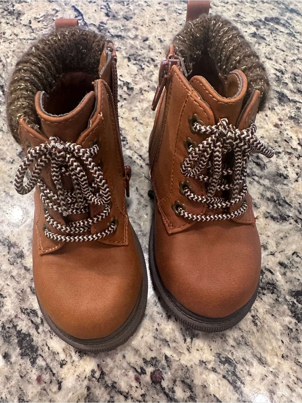 Wonder Nation Girls Brown Faux Fur Ankle Boots Size 6